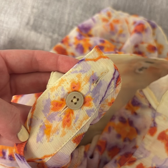 Aerie Wrap Tie Dye Mini Skirt — Cream Skirt with Orange/Purple Tie Dye Pattern - Picture 5 of 7